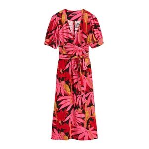 J.Crew Faux‎ Wrap Midi Dress Floral Palm Print Size 4 NWT